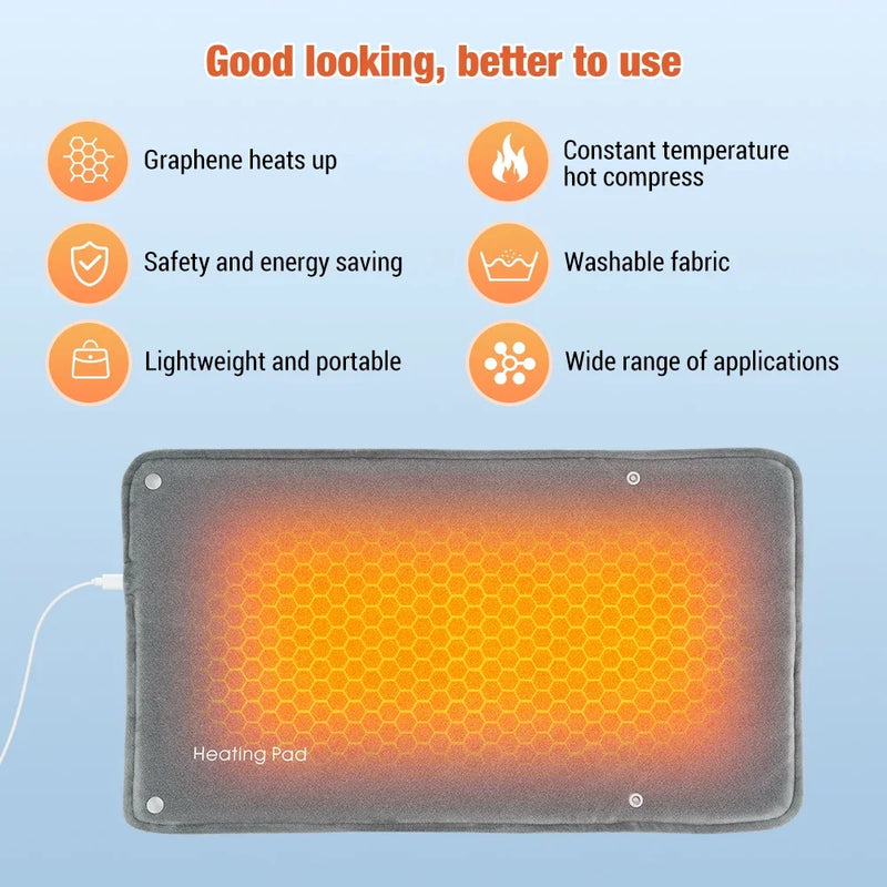 Graphene Electric Hand Warmer Pad - Fast Heating, Washable & Super Soft