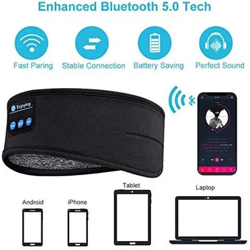 Fone Wireless Sports Headband Earphones - Top-Rated Music & Sleep Mask