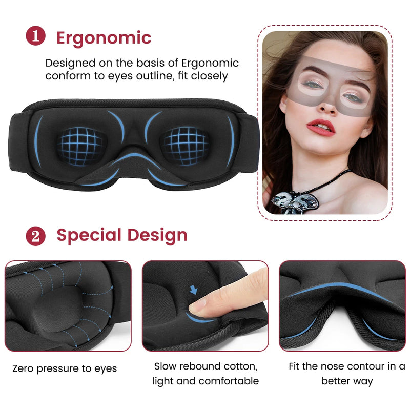 3D Light-Blocking Sleep Mask - Soft, Breathable Eye Mask for Travel & Relaxation