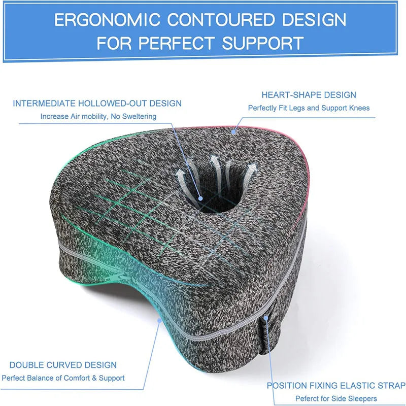 ErgoLeg Pillow - Ergonomic Leg Support Cushion for Sciatica Relief, Soft & Washable